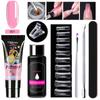 Set de pegamento para extensión de uñas de cristal para manicura de 7 piezas transfronterizo, herramientas para manicura de cabello lacio listas de fábrica