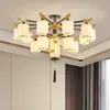 Nuevo candelabro de sala de estar estilo chino, luz principal de hierro forjado estilo chino para el pasillo, iluminación de comedor inspirada en Zen con forma de calabaza, 6 años de antigüedad, otros
