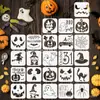 Plantilla de Halloween Mascota Paquete de 24 Plantilla para Pintar Calabazas Plantilla Decorativa Plástico para Pintar Astillas de Madera Manualidad DIY