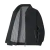 Chaqueta de hombre con cuello de béisbol para primavera y otoño, estilo fino a cuadros de negocios, adecuada para padres de mediana edad y mayores, abrigo con cuello alto