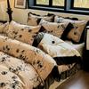 Conjunto de Cuatro Piezas de Algodón Puro Estampado Vintage Estilo Hepburn Francés Conjunto de Tres Piezas de Algodón Puro Negro Estilo Coreano Compra Grupal al por Mayor