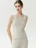 Camisola de punto de cachemir con cuello en V y encaje ondulado, versátil, elegante, corte ajustado, color liso, diseño simple, perfecta como capa interior