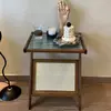 Mesa Lateral, Mesa de Café Pequeña, Mesita de Noche, Mesa Lateral para Sofá, Mesa de Té Cuadrada Pequeña de Vidrio Changhong, Mesa de Esquina Japonesa