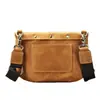 Bolsa de Ombro Masculina Marant em Couro Genuíno, Bolsa de Motocicleta da Moda, Bolsa Transversal Masculina em Couro Crazy Horse, Bolsa Concha Casual Retrô
