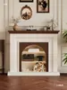 Gabinete Decorativo de Lareira Estilo Francês, Gabinete de Entrada Estilo Antigo com Efeito de Chama para Sala de Estar, Prateleira de Armazenamento Estilo Americano de Frente para a Porta de Entrada
