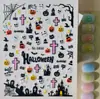 Pegatinas de uñas de Halloween transfronterizas: Diseños de calabaza, fantasma, gato negro y momia en 3D, pegatinas para uñas en relieve DIY, estilo SL