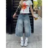 Shorts Vaqueros Scimitar con Estilo High Street Americano para Mujer, Versátiles de Verano Casual de Cintura Alta Holgados Adelgazantes Pantalones Acampanados Cortos