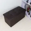 Taburete de Almacenamiento de Cuero de Moda Estilo Europeo y Americano con Cremallera, Taburete Plegable, Taburete de Almacenamiento Rectangular de Gran Capacidad, Conveniente y Práctico para el Té