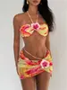 2026 Moda Praia Sexy Bikini Europeu e Americano de Comércio Exterior Roupa de Banho Estampada Biquíni de Triângulo Três Peças para Mulheres