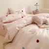 Nuevo Estilo Girly 100S Algodón de Fibra Larga Algodón Puro Bordado de Toalla 100% Algodón Juego de Cuatro Piezas Pony Rosa Juego de Cama de Tres Piezas