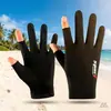 Guantes de Seda de Hielo con Protección Solar para Hombres y Mujeres en Verano Ciclismo y Pesca al Aire Libre Antideslizantes Transpirables de Medio Dedo Sin Dedos Guantes de Protección Solar