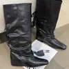 Botas de Pantalón Nuevas Otoño/Invierno 2026 Punta Cuadrada Tacón Oculto Botas Largas Estilo Chica Picante Plisadas Botas Altas por Encima de la Rodilla para Mujer