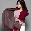 Bufanda Nueva de Cachemir Doble Cara Doble Color para Mujer de Terciopelo de Conejo Engrosada Cálida Chal Monocromático de Doble Uso Versátil Estilo Coreano Invierno con Borlas