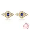 Europa y Estados Unidos pendientes transfronterizos de plata de ley S925 Ojo del Diablo personalidad hipster temperamento pendientes versátiles pendientes de ojo con diamantes
