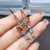 Venta al por mayor de fábrica Pendientes Populares de Turmalina Natural con Incrustaciones de Plata S925 Piedra Principal 3*5 Joyería de Lujo Directamente de Fábrica