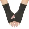 Nuevos Guantes de Lana Acrílica Otoño e Invierno Transfronterizos para Hombres y Mujeres, Cortos, Versátiles, a Prueba de Frío, Protectores de Muñeca Calientes Simples de Medio Dedo