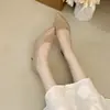 Pernas grossas saltos finos sapatos de salto único calçados externos femininos francês sexy bico fino boca rasa saltos altos 2026 verão outono novos sapatos femininos de tamanho grande