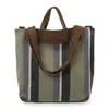 Bolsa de Lona para o Dia a Dia, Estilo Coreano de Nicho Artístico, Estilo Preguiçoso, Bolsa de Mão Feminina de Grande Capacidade, Bolsa Transversal Simples Listrada para Mulheres