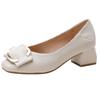 Zapatos Cuadrados de Primavera y Otoño para Mujer 2026 Verano Nuevos Estilo Francés Elegantes de Sociedad Tacón Medio Tacón Grueso Zapatos de Tacón Alto Bajos para Mujer
