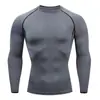 Camiseta de Treinamento Esportivo Masculina de Manga Longa Justa para Corrida, Atletismo, Basquete, Camada Base de Alta Elasticidade, Secagem Rápida, Respirável, Roupas Fitness