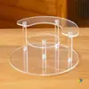Soporte de Exhibición de Perfume de Acrílico Transparente, Almacenamiento de Cosméticos Semicircular de Tres Niveles, Organizador de Muestras de Labiales por Niveles