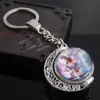 Chaveiro Pingente Grande Céu Noturno Giratório Doze Constelações Pedra do Tempo Vidro Chaveiro de Constelação Sonhadora de Cristal