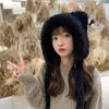 Gorro de Lana Ins Gorro de Oso Cola de Milano Peluche Lindo Cálido Protección para los Oídos Gorro Lei Feng para Mujer Invierno Estilo Coreano Versátil Celebridad de Internet