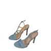 Sandalias de una tira 2025 Verano Nueva Moda Sexy Elegantes plateadas Tacones Altos Tacón de Aguja Punta Abierta Zapatos Romanos