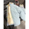 Jaqueta de Algodão Grossa Estilo Coreano para Homens, Casaco de Algodão Xadrez Azul de Inverno para Casais, Jaqueta Casual Acolchoada de Algodão