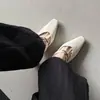Sandalias de verano para mujer con punta abierta, piel genuina, tacón grueso, punta cuadrada poco profunda, zapatos elegantes de tacón bajo, versátiles para ir al trabajo