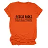 Rescato Libros Amazon Ebay Sitio Independiente Casual Simple Cómoda Camiseta de Manga Corta con Cuello Redondo para Mujer