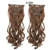 Extensões de Cabelo Femininas Europeias e Americanas Tipo Presilha Bb, Conjunto de Sete Peças, Extensões de Cabelo Longo Cacheado Ondulado Grande, Perucas de Extensões de Cabelo Cacheado Longo Naturais Invisíveis