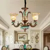 Lustre de cerâmica estilo retrô americano todo em cobre para sala de estar, nova iluminação clássica estilo europeu simples para quarto de villa e sala de jantar