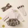 Ropa al por mayor transfronteriza para recién nacidos, Ropa para bebé, Monos de manga larga, Pantalones de dos piezas falsos, Faldas, Calcetines, Diademas, Conjunto de tres piezas
