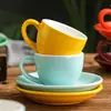 Taza Creativa para Cappuccino de 75ml Taza para Latte Art Taza de Café y Platillo Juego Taza Colorida Europea para el Té de la Tarde Taza para Espresso