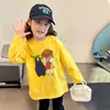 Camiseta de Manga Longa para Meninas Primavera e Outono Estilosa Infantil Algodão Puro Camada Base Roupa Íntima de Menina Top Casual Fofo Estampado