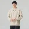 Novedad de Otoño 2026: Sudadera de punto gofre para hombre con cuello redondo, forro de cuadros contrastante, mangas largas, corte holgado y cómodo