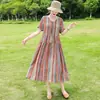 Vestido de Algodão e Seda de Alta Qualidade para Mães de Meia-Idade e Idosas, Luxuoso e Sofisticado, Novo Vestido Floral de Verão 2026