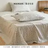 Lençol de cama de gaze de algodão puro de camada dupla, fresco e simples, macio, respirável, amigo da pele, adequado para todas as estações, conjunto de três peças para camas de solteiro e casal