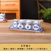 Juego de Vinagrera y Frasco para Chiles de Porcelana Azul y Blanca para Uso Doméstico, Vinagrera y Salsa de Soja para Fideos, Frasco de Condimentos Comercial con Bandeja, Frasco para Sal, Frasco para MSG