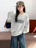 Nueva sudadera de otoño para niñas mayores, ropa infantil, top casual con estampado de letras para primavera y otoño de niñas, cuello redondo estilo coreano