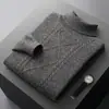 Nuevo Suéter de Lana de Cuello Alto para Hombre Otoño e Invierno 2026, Suéter Grueso de Lana Jacquard, Prendas de Punto Pulóver de Moda
