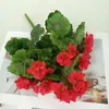 Venta al por mayor transfronteriza de arreglos florales de Begonia de alta calidad de 7 cabezas en macetas para decoración de hoteles y restaurantes, Flores artificiales para ambientación de escenas