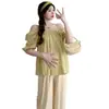 Ropa de Maternidad, Camiseta de Verano, Traje Elegante, Top de Manga Corta de Verano, Conjunto Casual de Maternidad, Estilo de Moda para Salidas de Verano