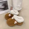 Super gruesas cálidas tamaño pequeño casa 2026 puntera cerrada suela de pelo pantuflas para mujer sentido interior mierda rosa