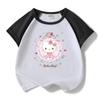 Conjunto infantil de manga curta com estampa de desenho Hello Kitty Verão 2023 novo conjunto de duas peças com shorts finos da moda para meninas