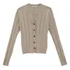 Cardigan COMOS CMS 2026 Novo Tricô Canelado Patchwork para Mulheres, Peça de Roupa Externa Camada de Outono Slim Fit 260271