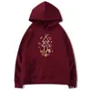 Sudadera con Capucha Estampada Coreana para Mujer Borgoña Engrosada Holgada Top Moderno Ins