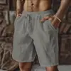 Pantalones Cortos Deportivos de Algodón y Lino Transpirables Hip-Hop para Hombre, Modernos y a la Moda, Color Sólido, Sencillos, Finos, Casuales