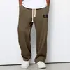 Calça Esportiva Casual Masculina de Secagem Rápida Transfronteiriça Europeia e Americana, Marca Tendência Primavera e Outono, Solta, com Caimento, Perna Reta, Calça de Moletom, Perna Larga, Longa